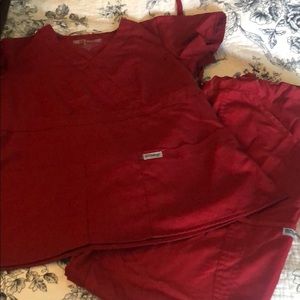 Small Red/Wine colored Grey’s Anatomy scrub set